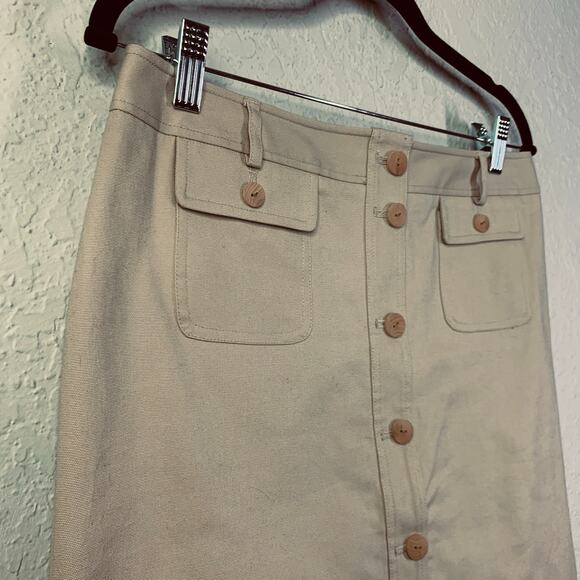 J. MCLAUGHLIN Skirt 6 High Rise A-Line Mini Button Closure Front Pockets Stretch - Picture 6 of 11